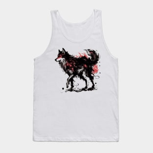 Chinese Style Ink Wolf Tank Top